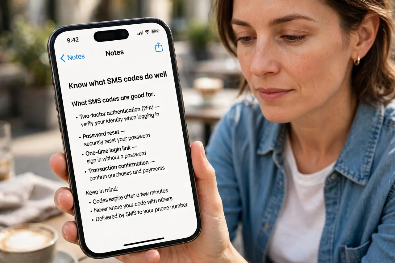 Step 1 in action for Authenticator App vs SMS Codes: Know what SMS codes do well.