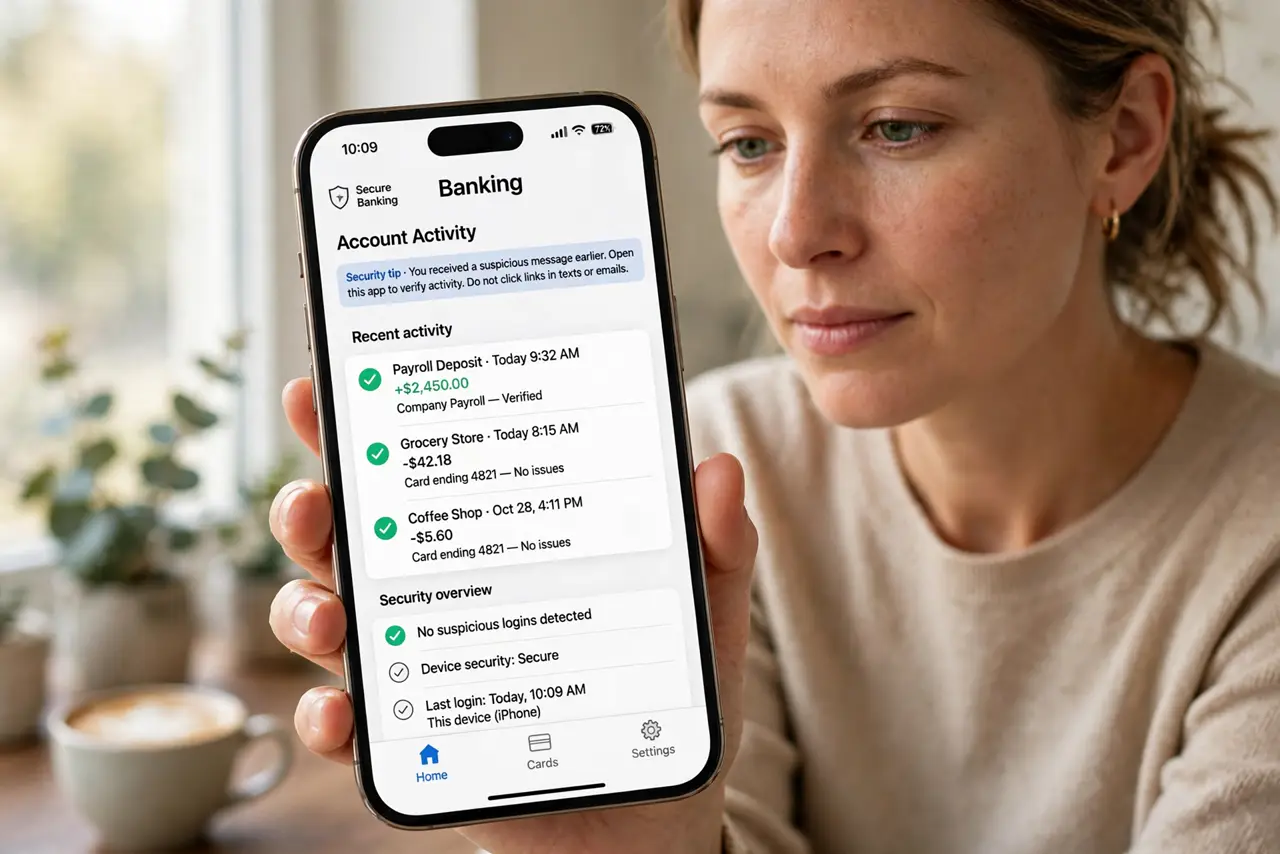 Login Alert From an Unknown Place? Check It Right — step 1 being performed on the device.