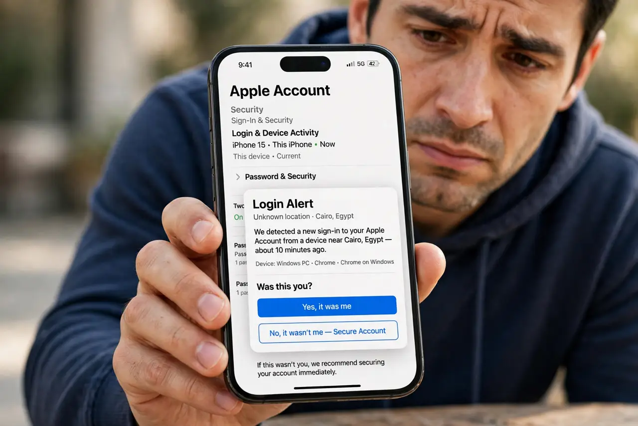 Login Alert From an Unknown Place? Check It Right — photo showing the situation described in the guide.