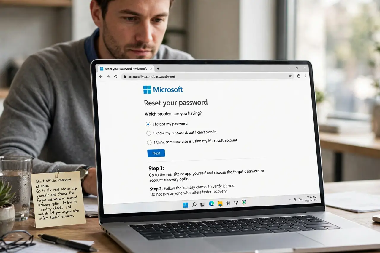 Password Changed by Someone Else? Recover It Fast — step 1 being performed on the device.