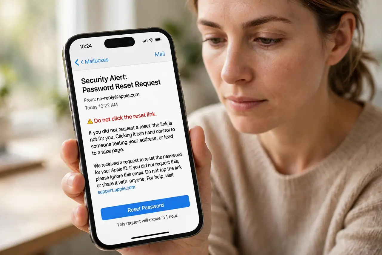 Recovery Email You Did Not Request? Stay Calm — step 1 being performed on the device.