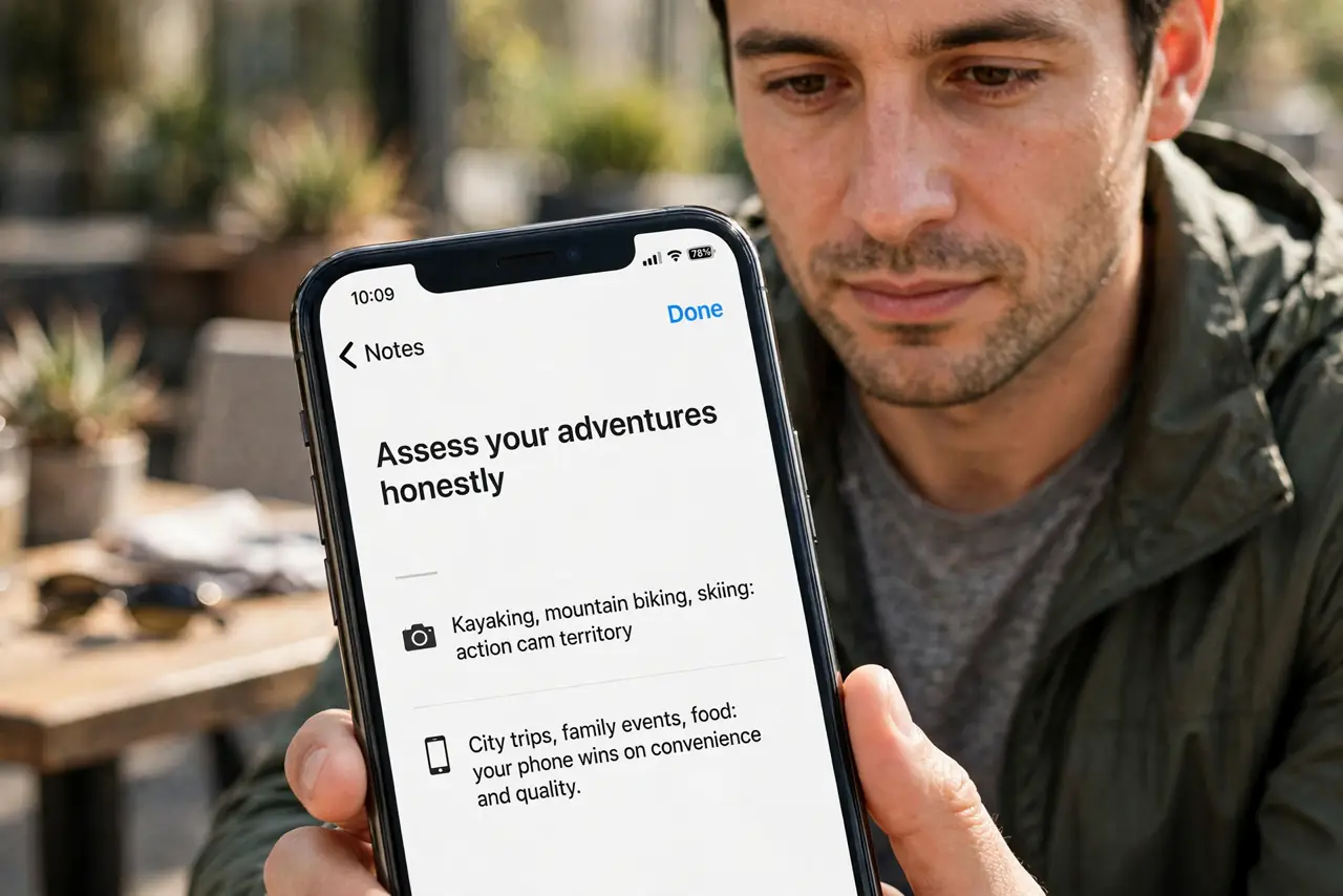 A person performing the first step of the guide: Assess your adventures honestly.