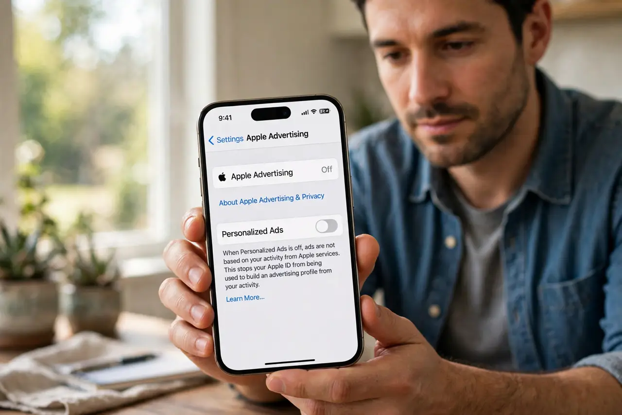 Ads Follow You Across Sites? Turn It Down — step 1 being performed on the device.