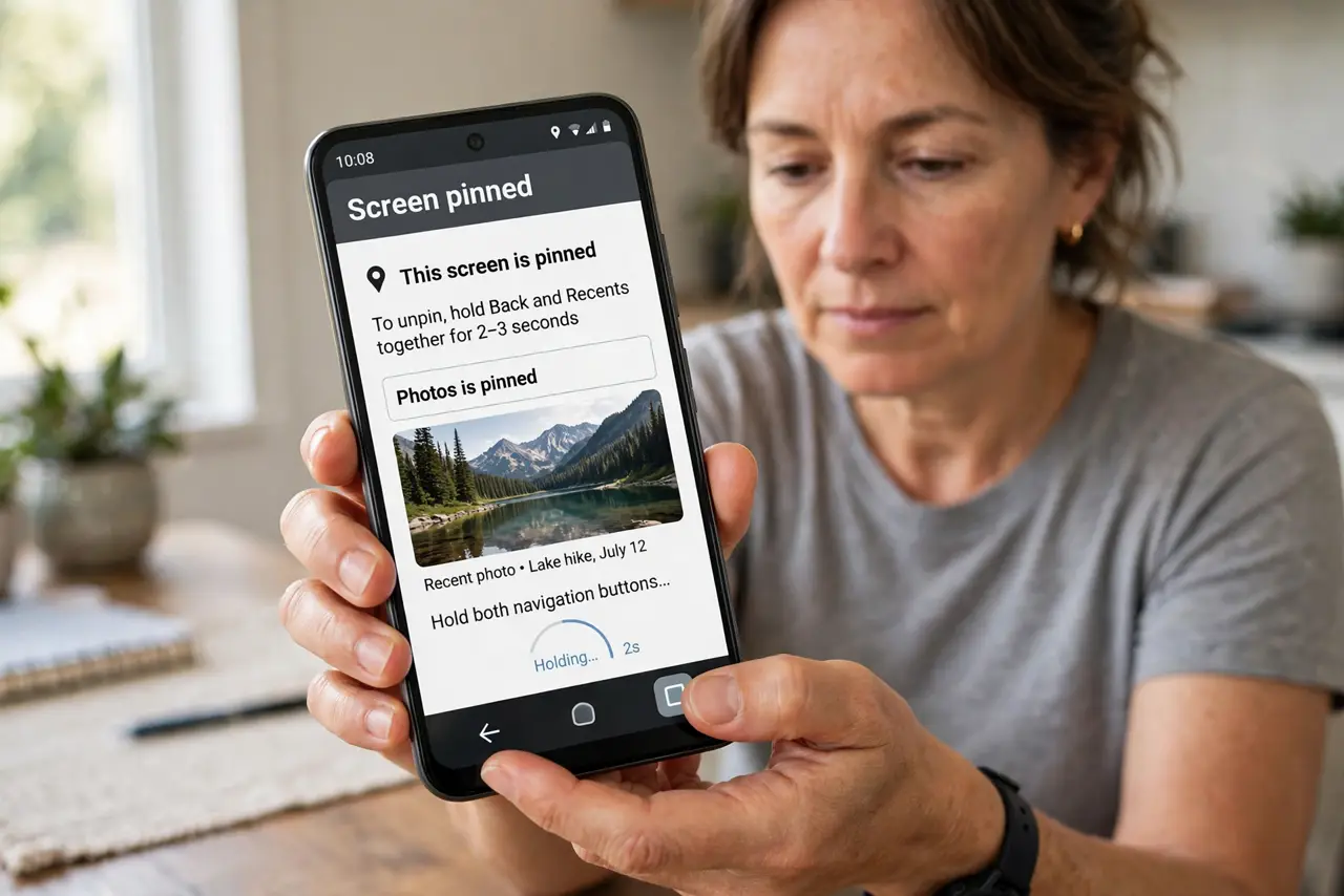 App Pinning Will Not Unpin on Android — step 1 being performed on the device.