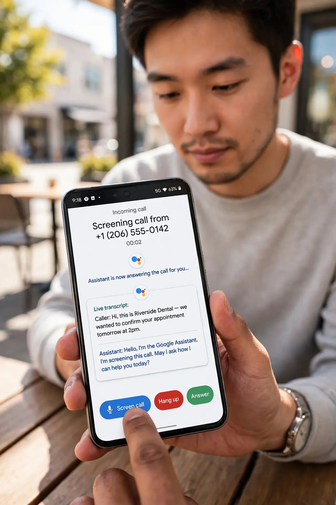 A person performing step 1: Screen a call manually.