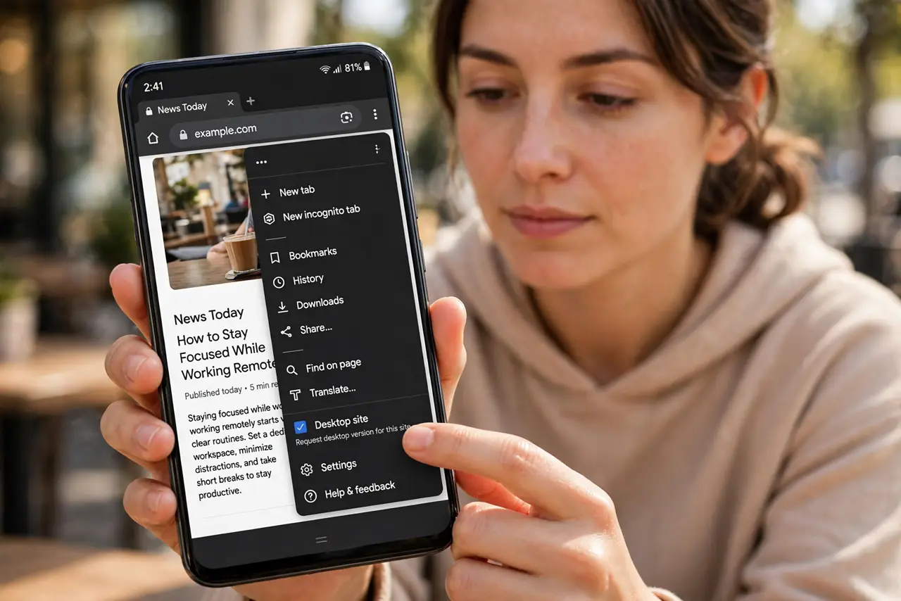 A person performing step 1: Use the per-site toggle for one visit.