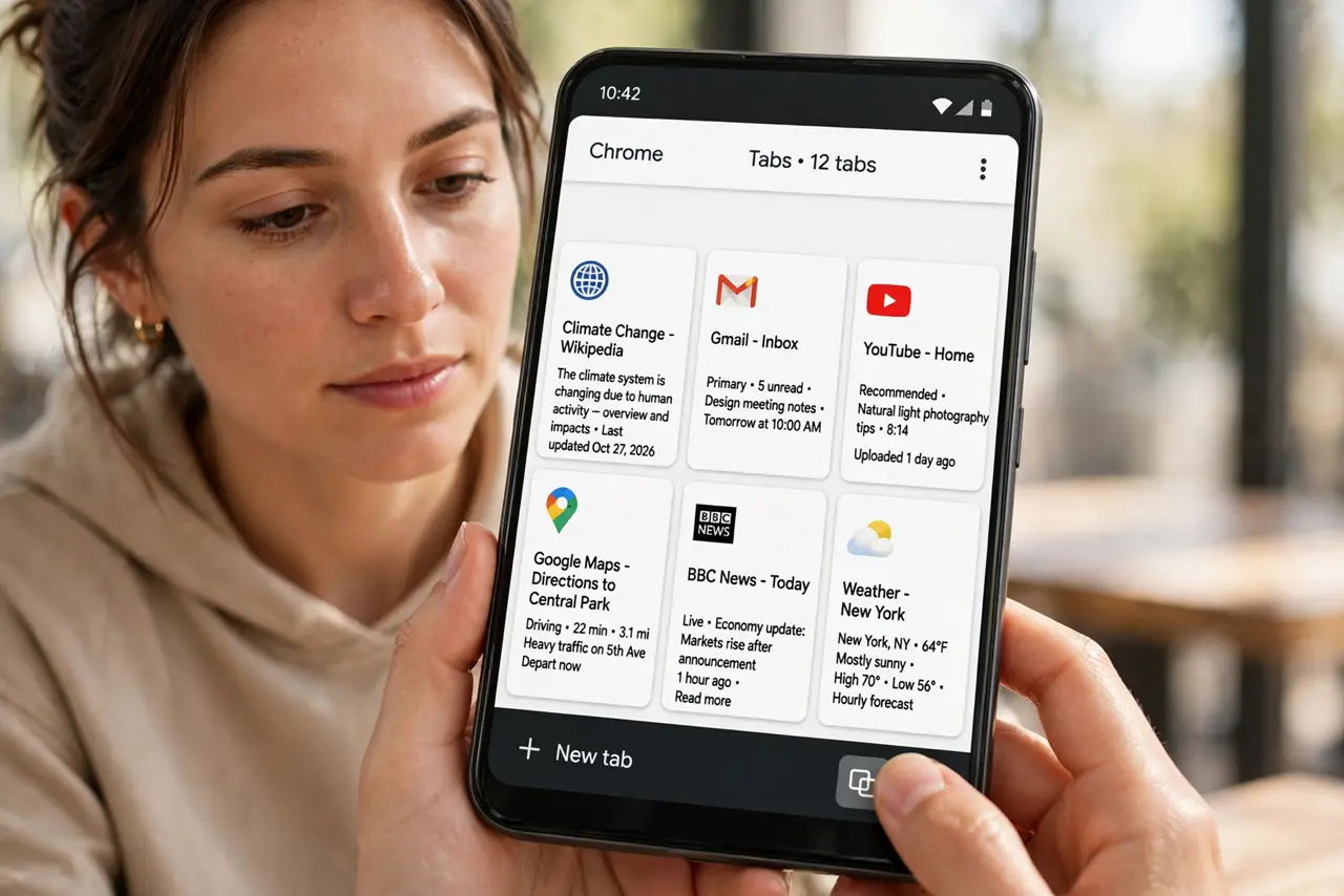 A person performing step 1: Open the tab grid.
