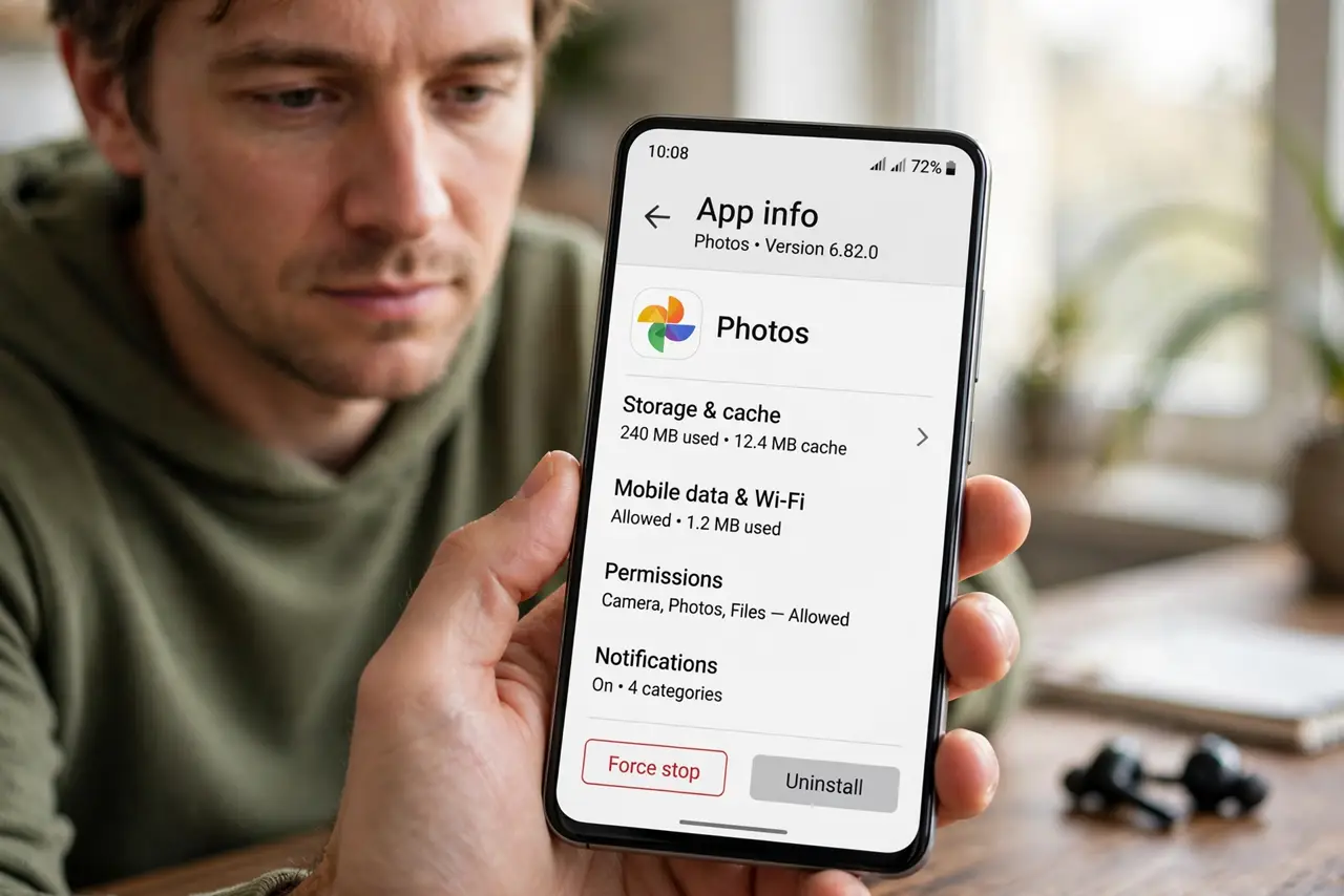 Step 1 in action for Clear an App's Cache Without Losing Data: Open the app's info screen.