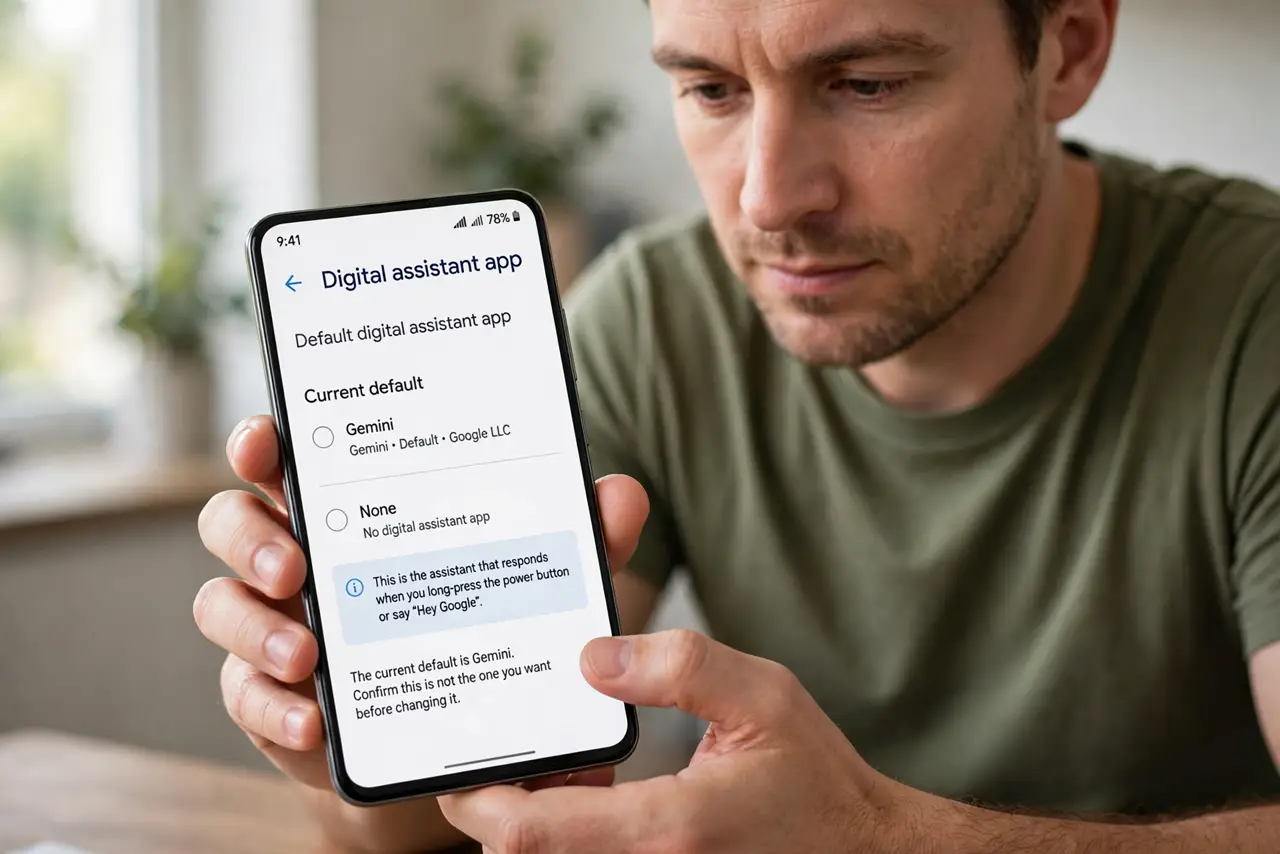 The Default Assistant Changes by Itself — step 1 being performed on the device.