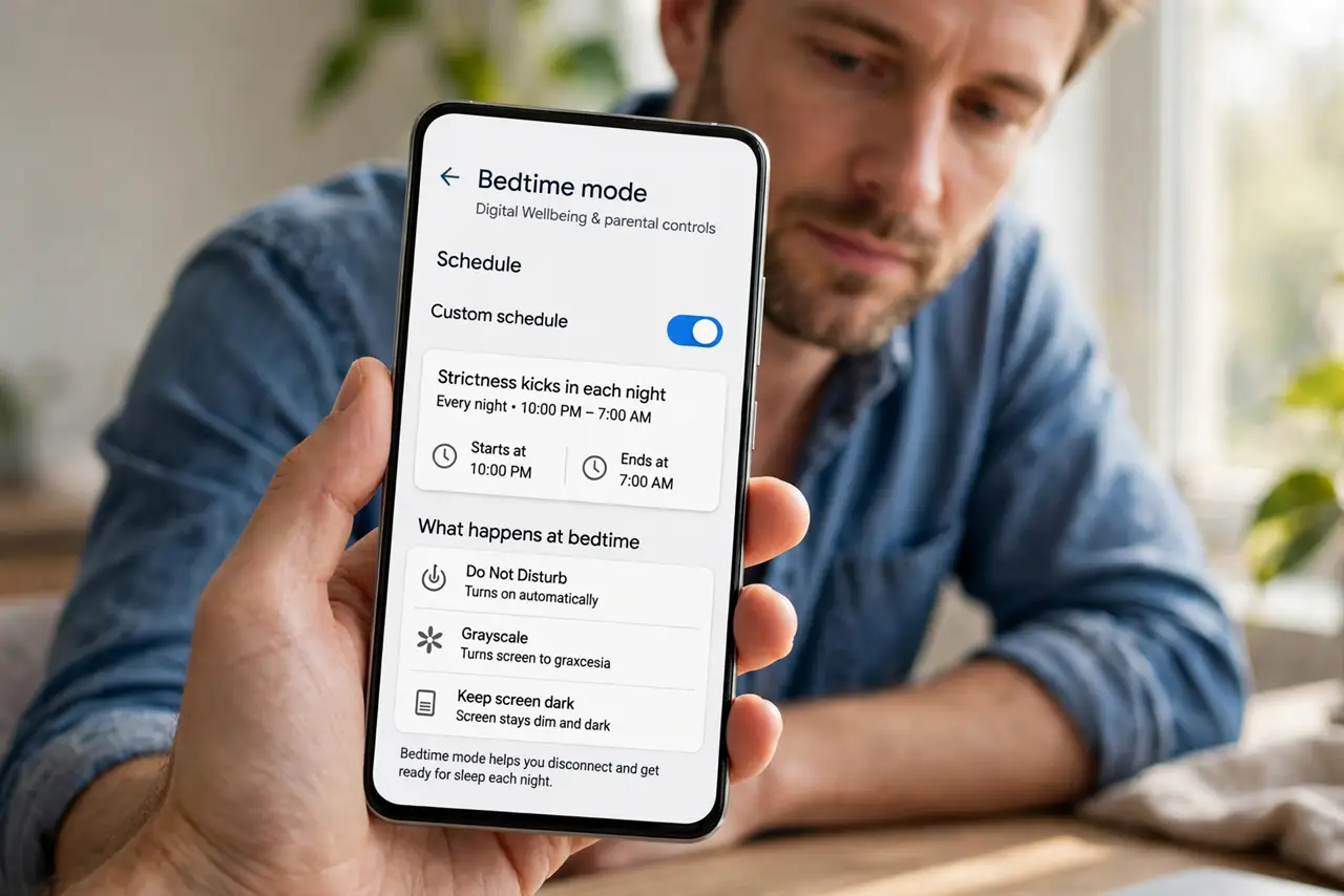 Android Bedtime Mode Feels Too Strict — step 1 being performed on the device.