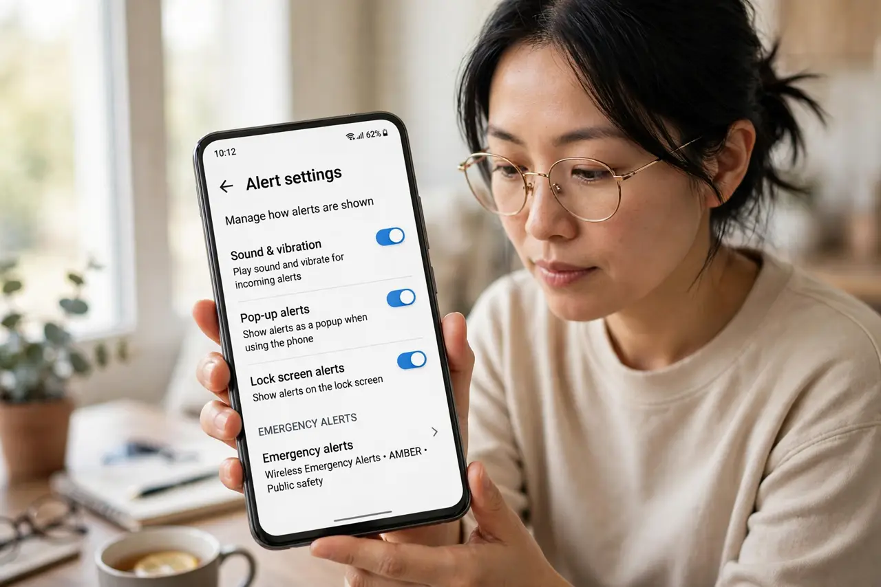 Step 1 in action for Emergency Alerts Too Loud: Find the alert settings on iPhone.