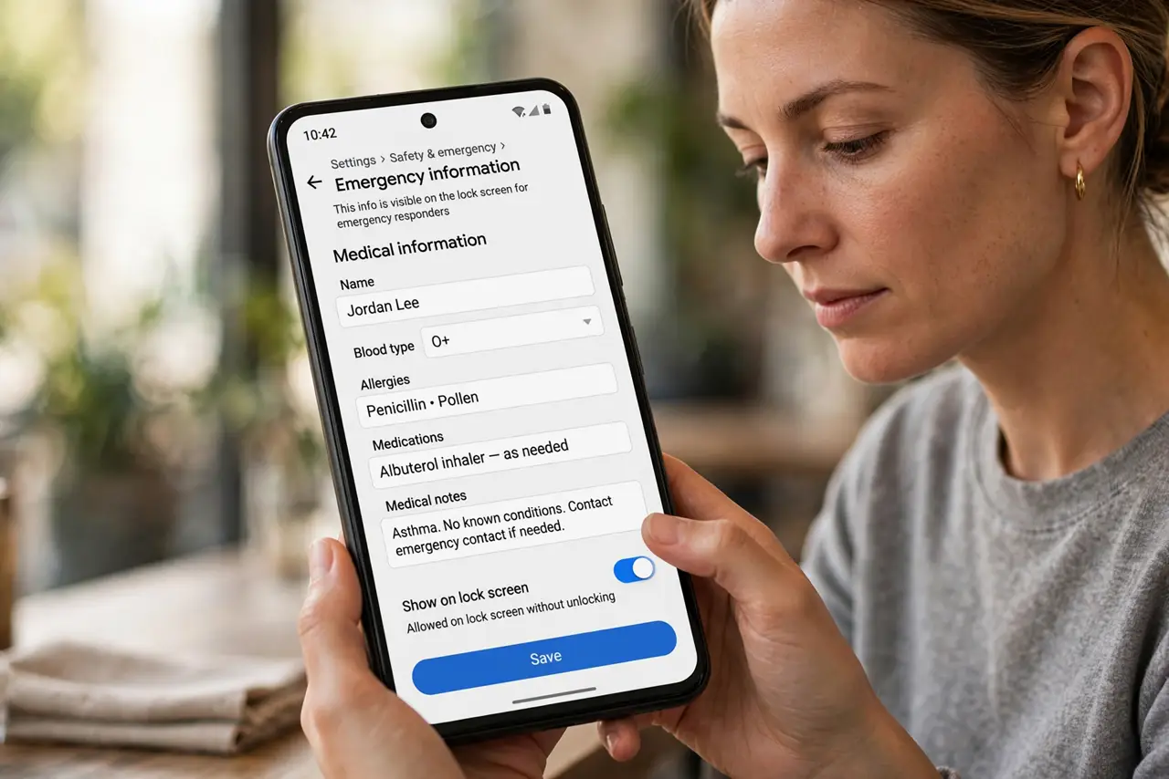 A person performing step 1: Fill in Emergency information.
