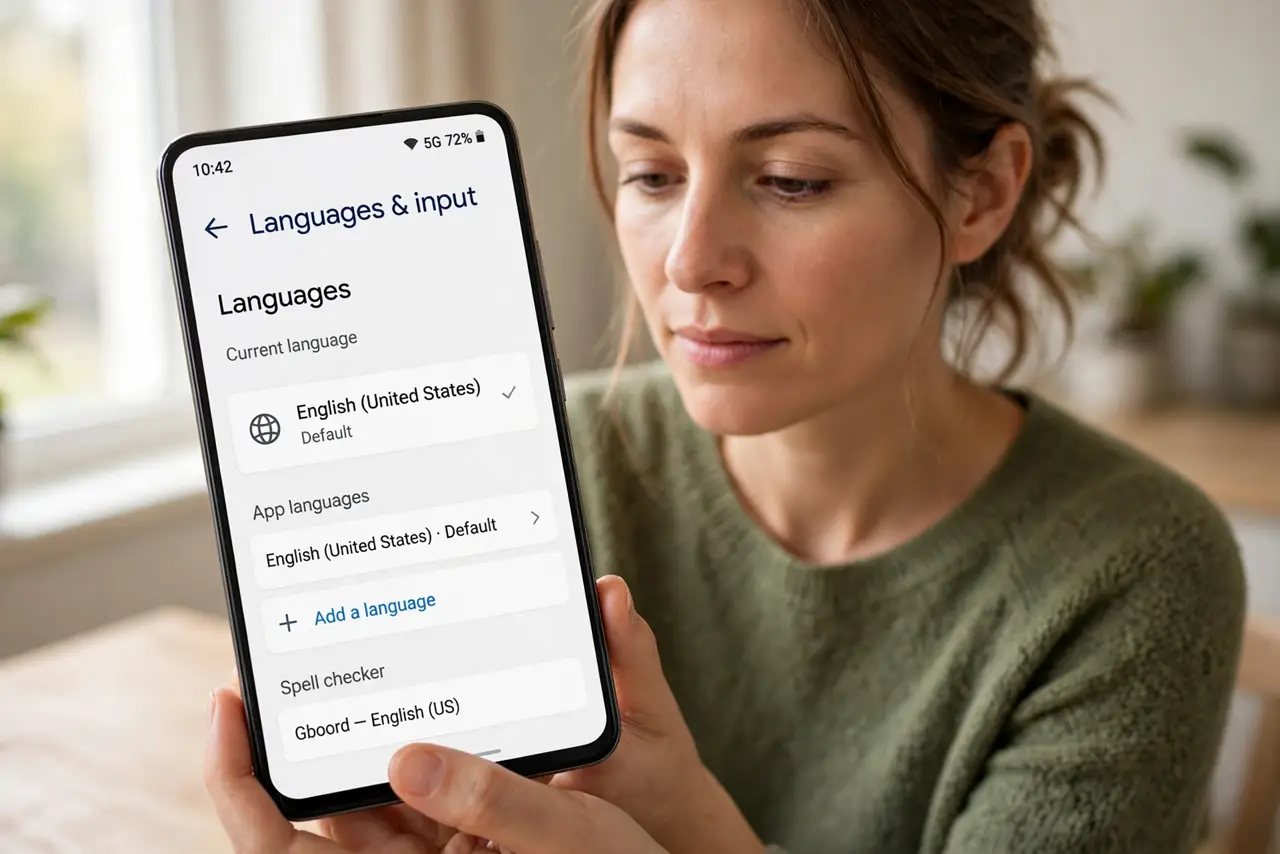 Step 1 in action for Gboard Suggests the Wrong Language: Check which language is active.