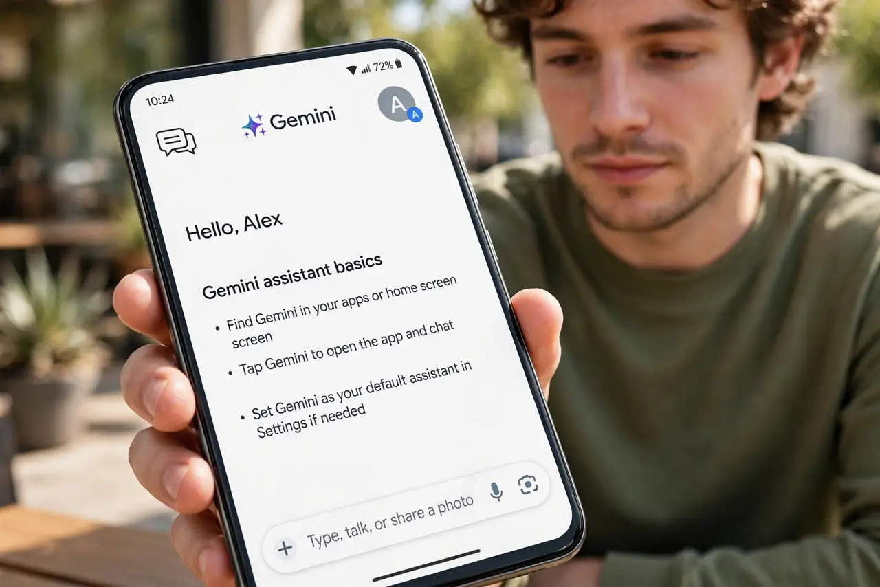 A person performing the first step of the guide: Open the Gemini app.