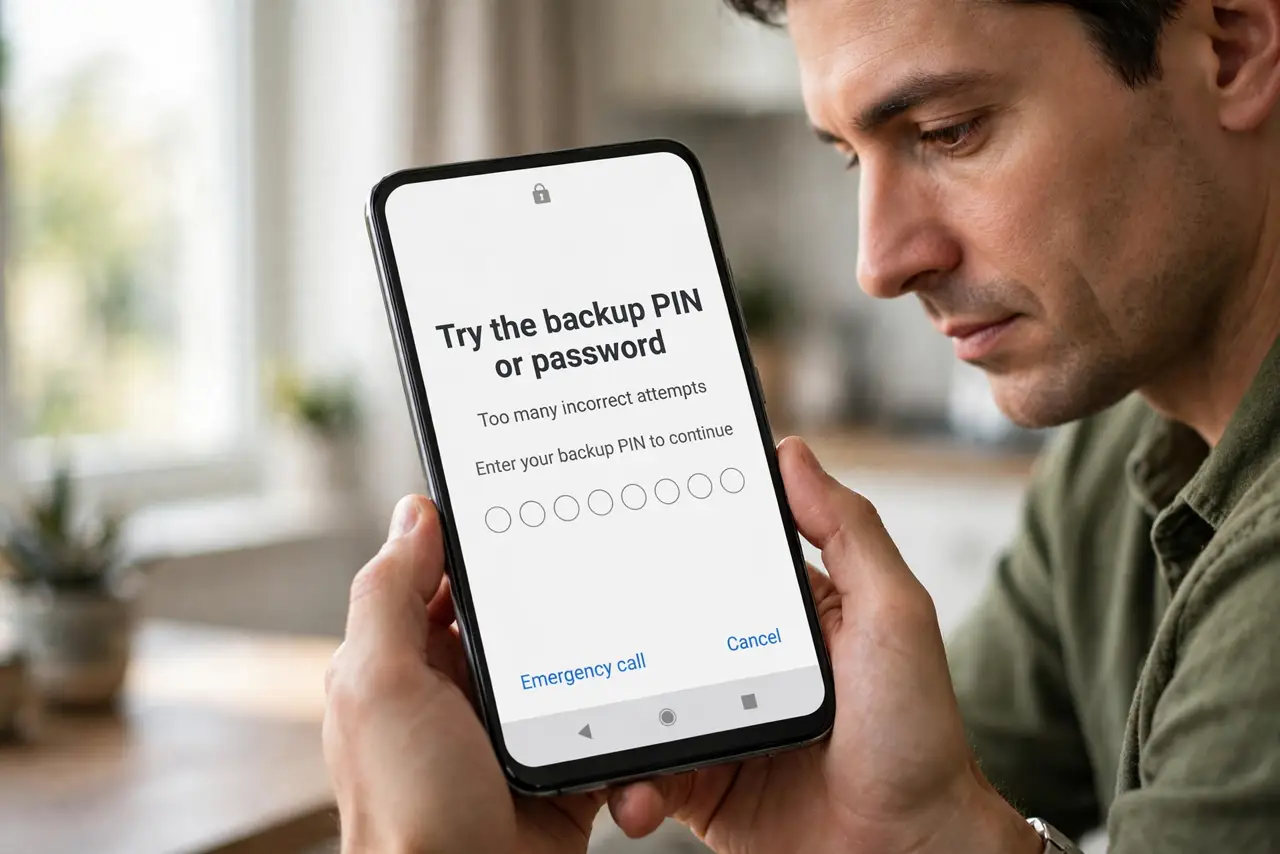 Step 1 in action for Forgot Your Android Pattern: Try the backup PIN or password.