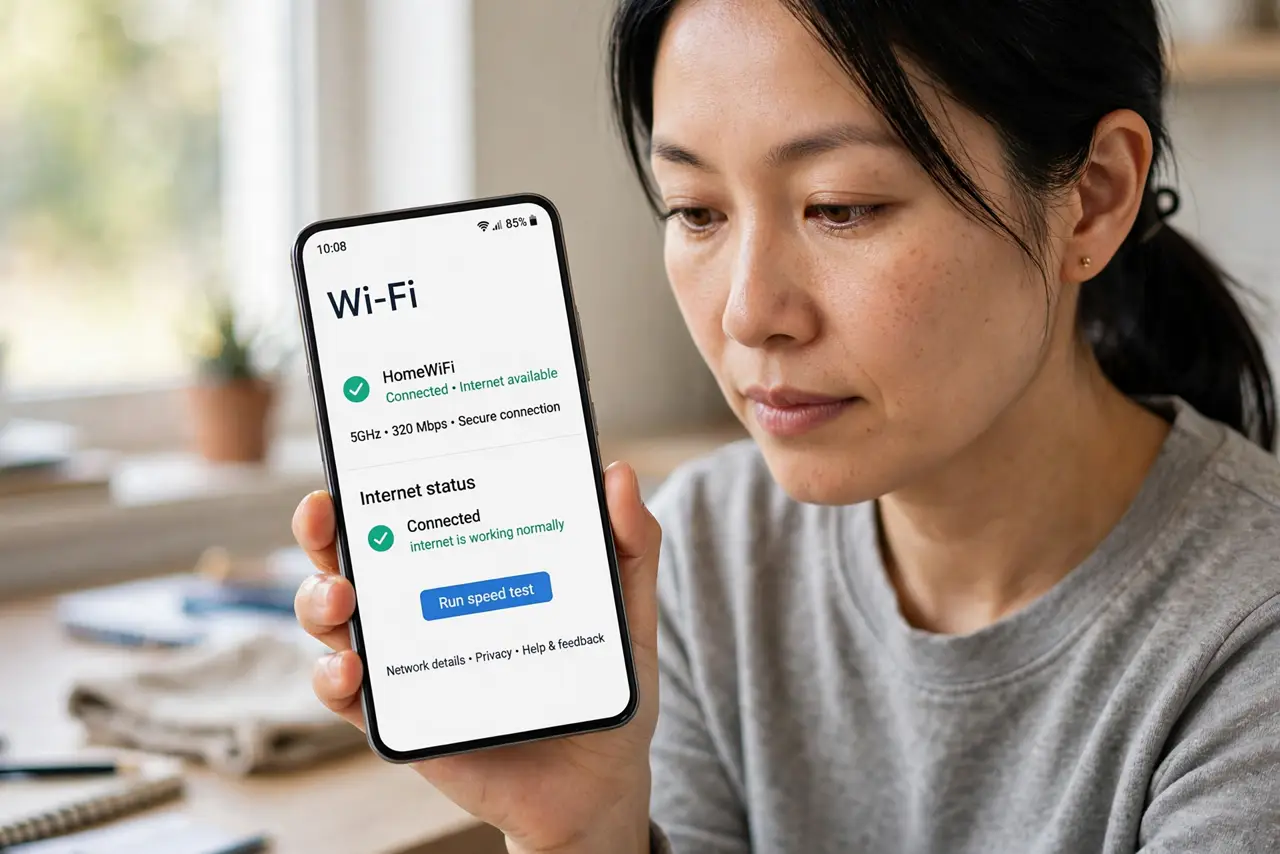 Step 1 in action for Photos Stuck on 'Waiting for Wi-Fi': Confirm Wi-Fi is really working.
