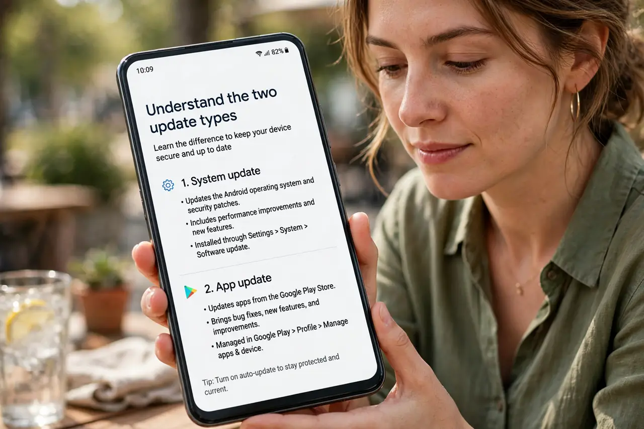 A person calmly performing the guide's first step: Understand the two update types.