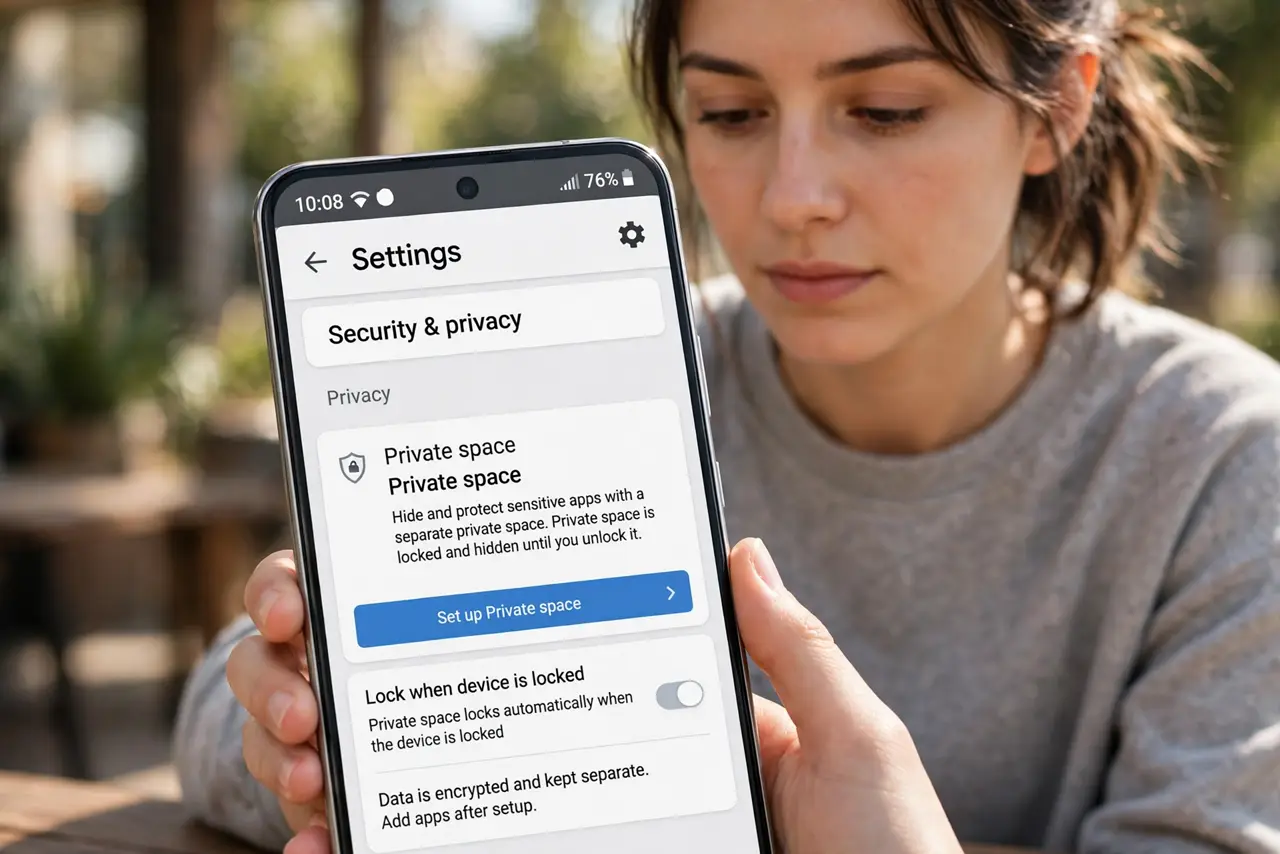 A person performing step 1: Open the Private Space settings.