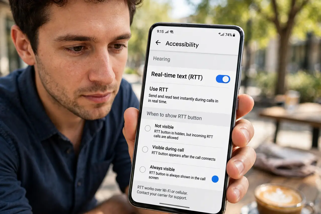 A person calmly performing the guide's first step: Enable RTT.