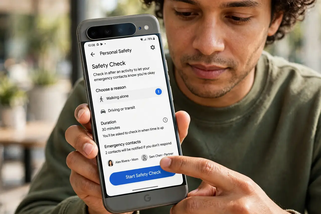 A person performing step 1: Open Personal Safety.