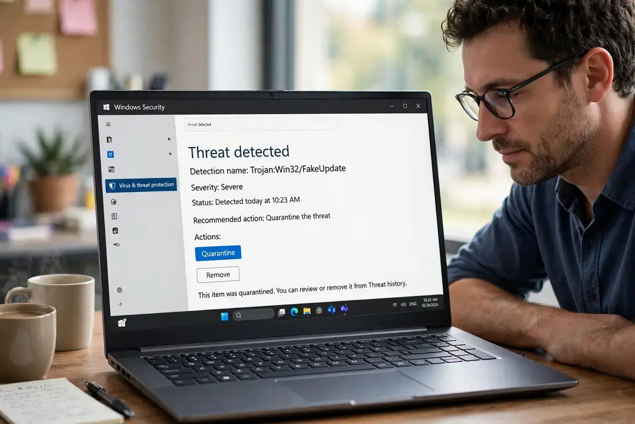 Step 1 in action for Antivirus Flags Your Own File: Read the exact detection name.