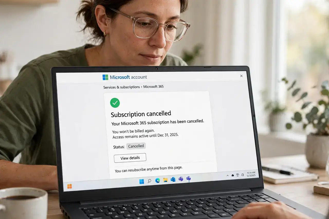 Step 1 in action for Antivirus Pop-Ups After You Cancelled: Confirm the subscription is really cancelled.