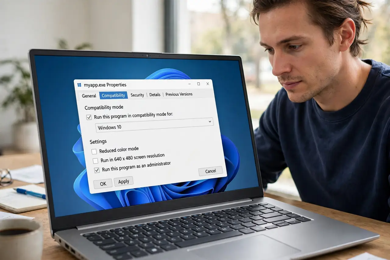 A person performing the first step: Check the compatibility setting.