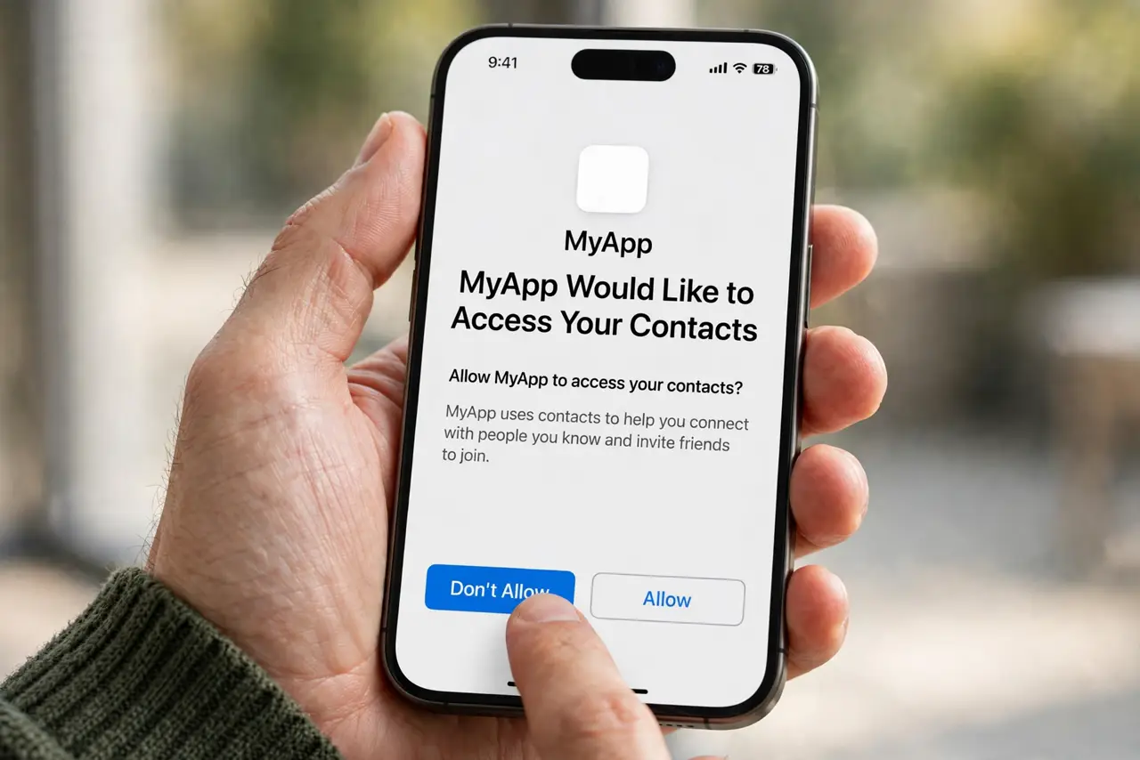 App Asks for Contacts to Work? Decide Safely — photo showing the situation described in the guide.