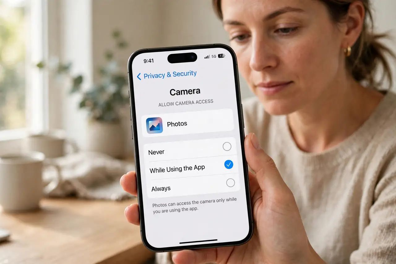 App Camera Permission Always On? Fix It — step 1 being performed on the device.