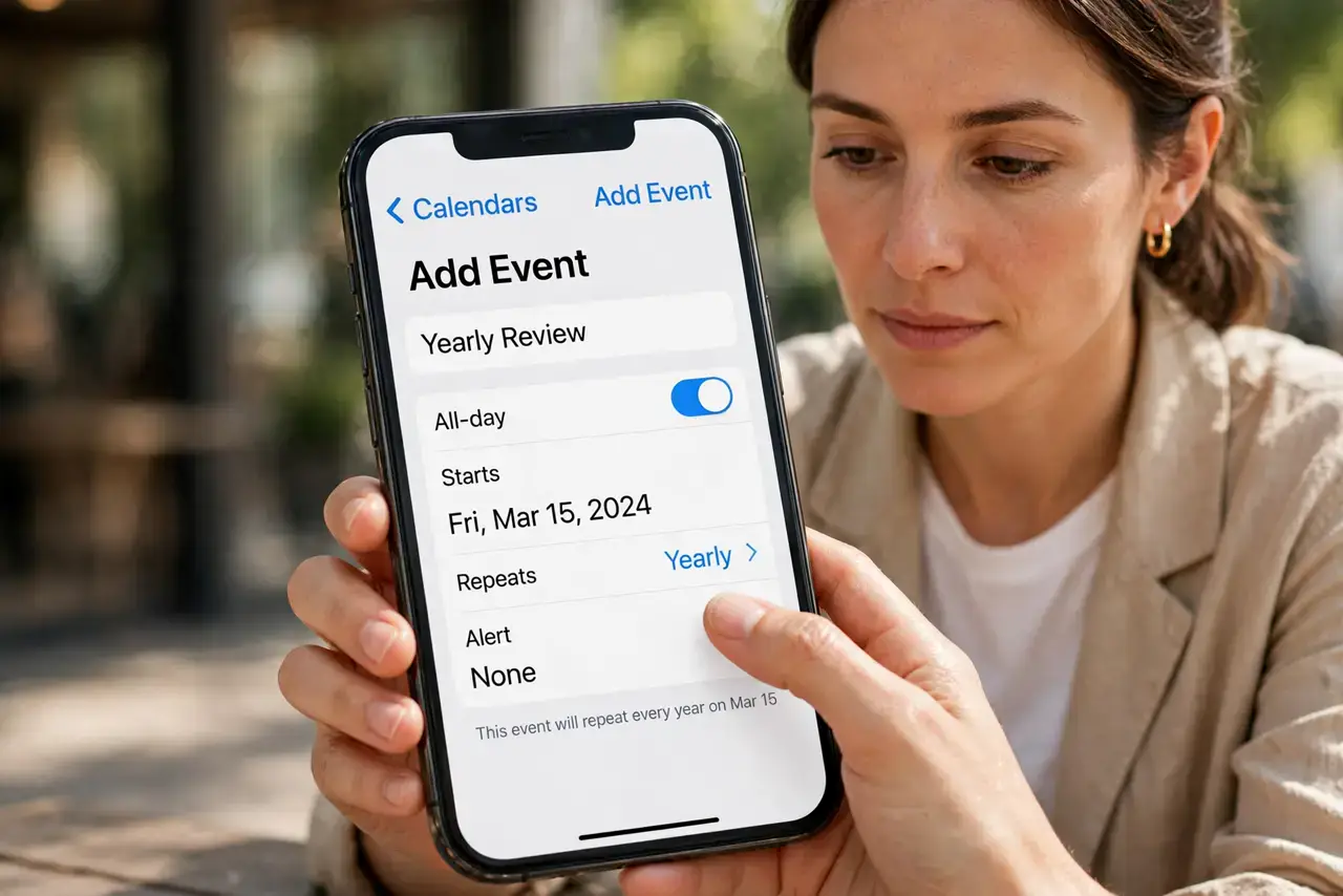 Step 1 in action for Audit Your App Permissions Yearly: Pick a yearly date and stick to it.