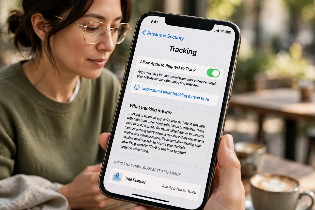 Step 1 in action for 'Ask App Not to Track': Understand what tracking means here.