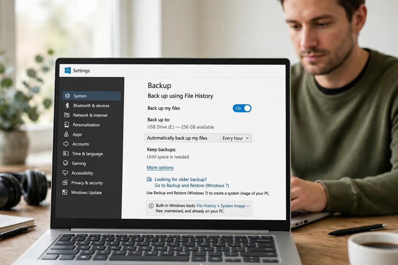 A person performing the first step of the guide: Pick the built-in tool.