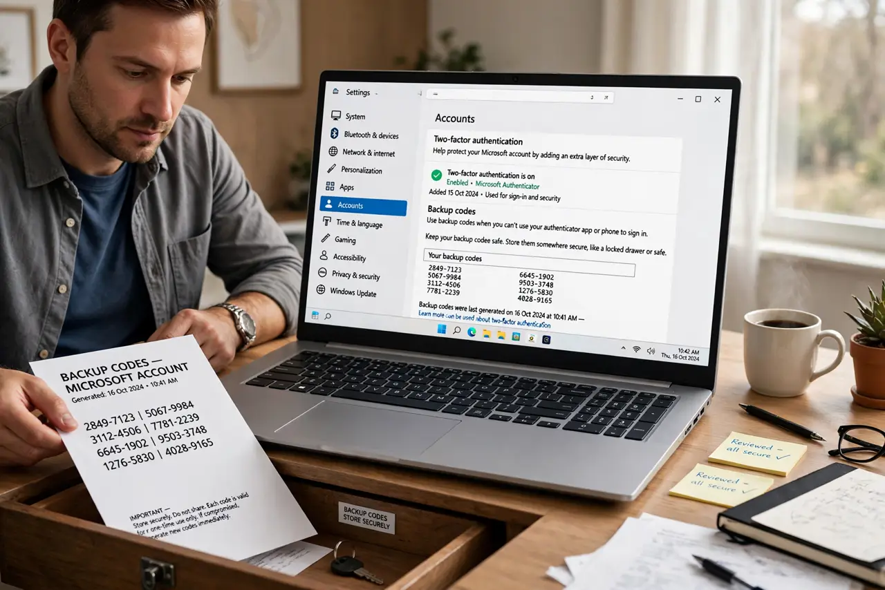 Backup Codes Printed and Lost? Replace Them — photo showing the situation described in the guide.