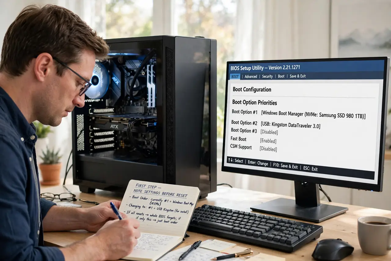 BIOS Settings Reset on Every Boot? Fix It — step 1 being performed on the device.