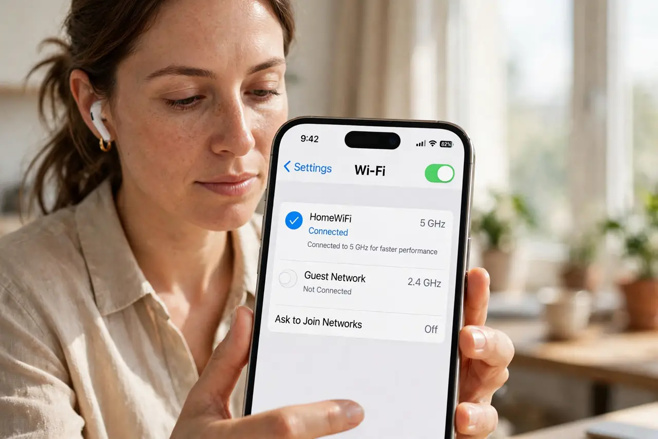Step 1 in action for Bluetooth Stutters When Wi-Fi Is Busy: Move Wi-Fi traffic to 5 GHz.