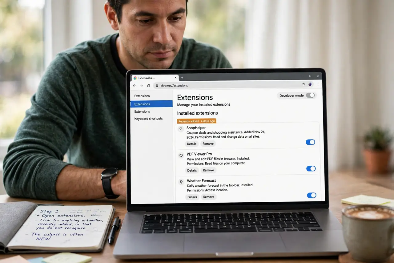 Extension Changed Your Search Engine? Undo It — step 1 being performed on the device.