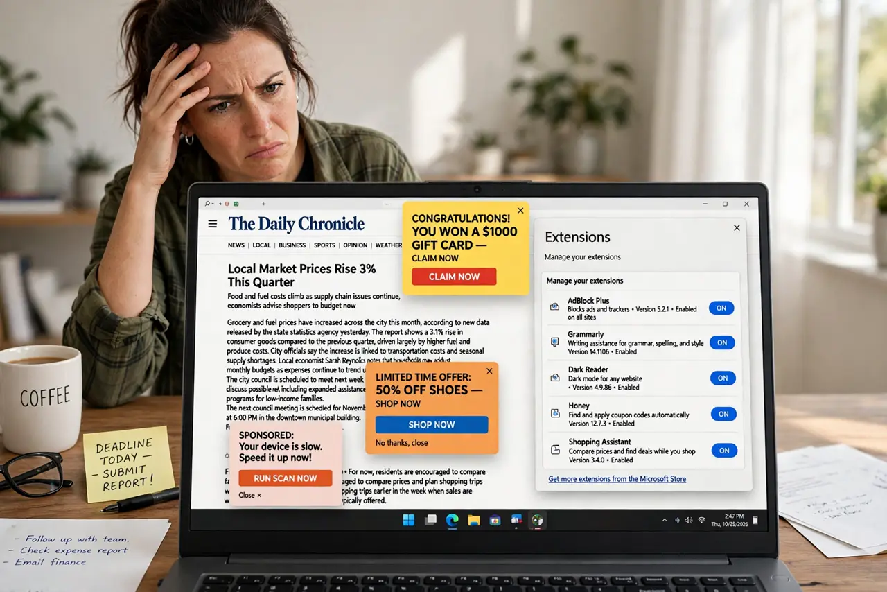 Extension Shows Extra Ads? Find and Remove It — photo showing the situation described in the guide.