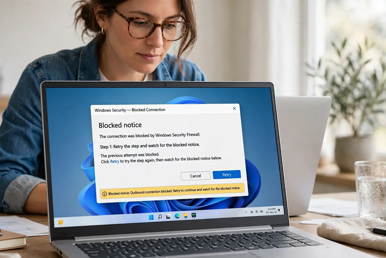Person performing step 1: Retry the step and watch for the blocked notice. Click the bank action again and look for a blocked pop-up icon in the address bar. That...