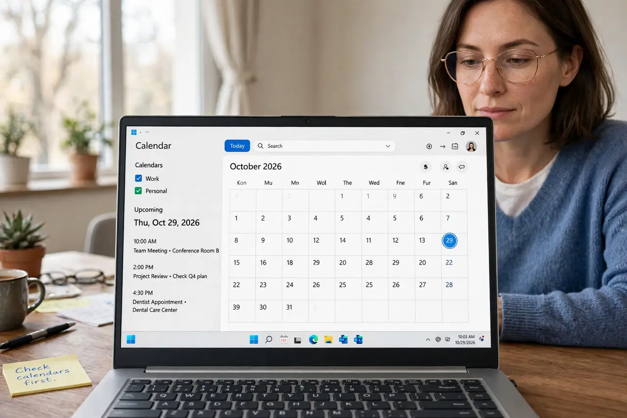 A person calmly performing the guide's first step: Check calendars first.