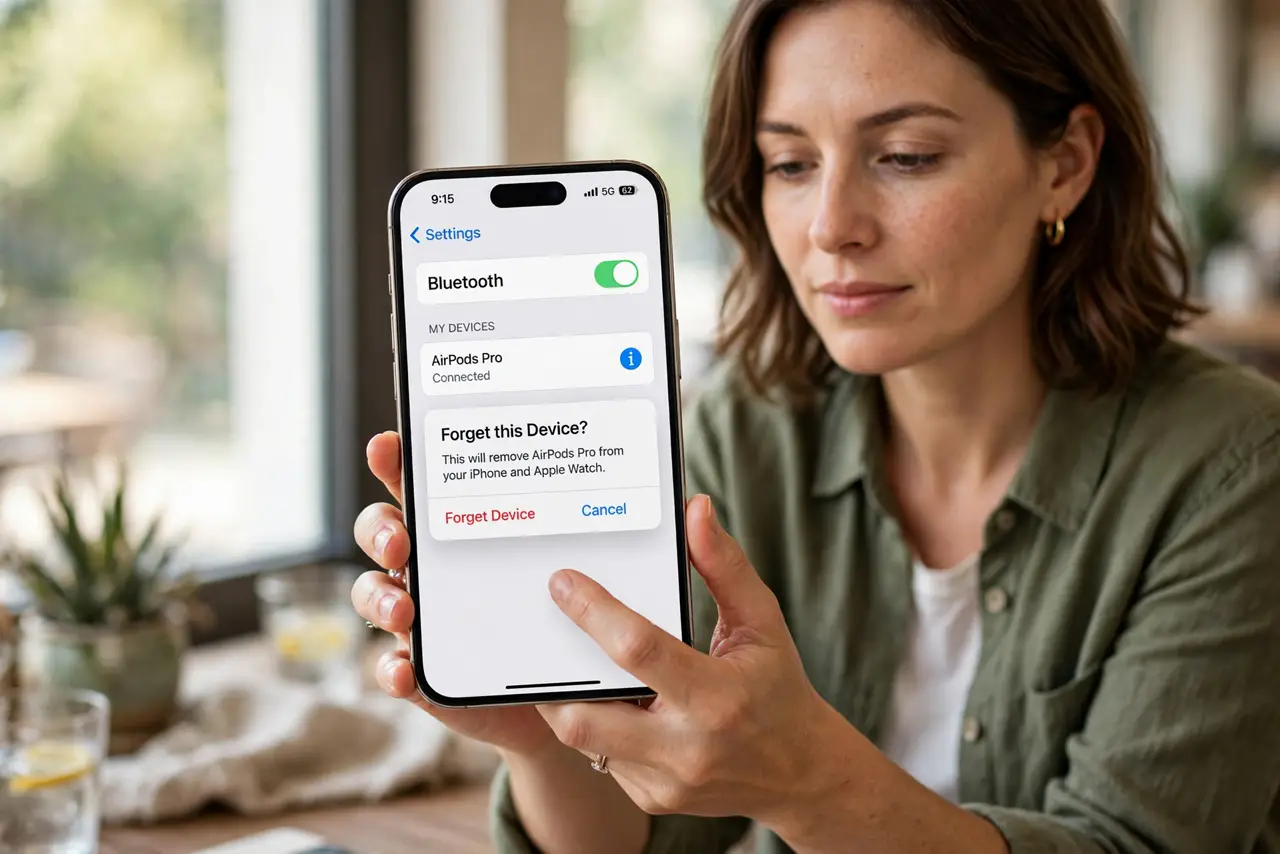 Step 1 in action for Car Bluetooth Won't Auto-Connect: Forget the pairing on both sides.