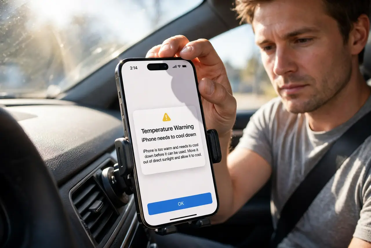 A person performing step 1: Get the phone out of the sun.