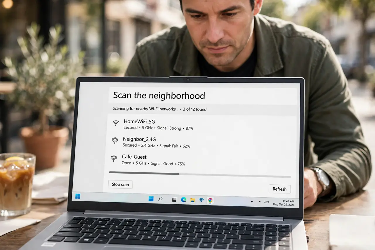 Step 1 in action for Change Your Wi-Fi Channel for Less Interference: Scan the neighborhood.
