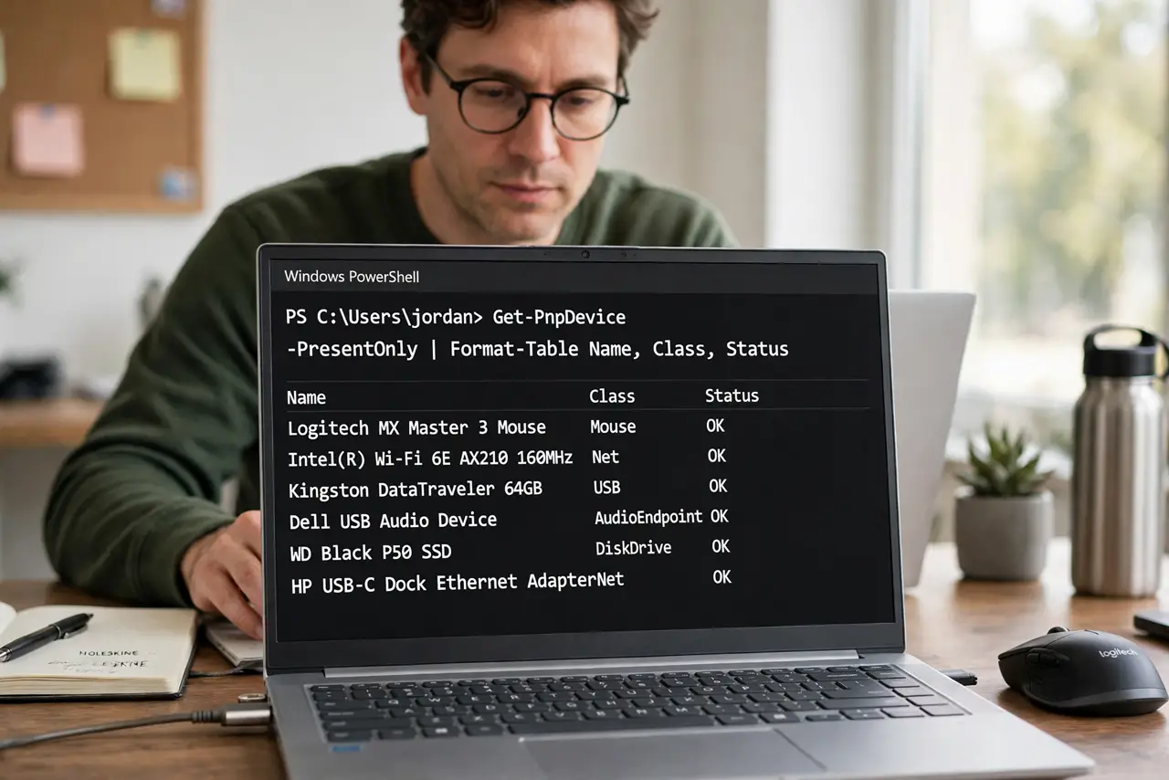 Step 1 in action for Change Your Wi-Fi Name Without Breaking Devices: List every connected device.