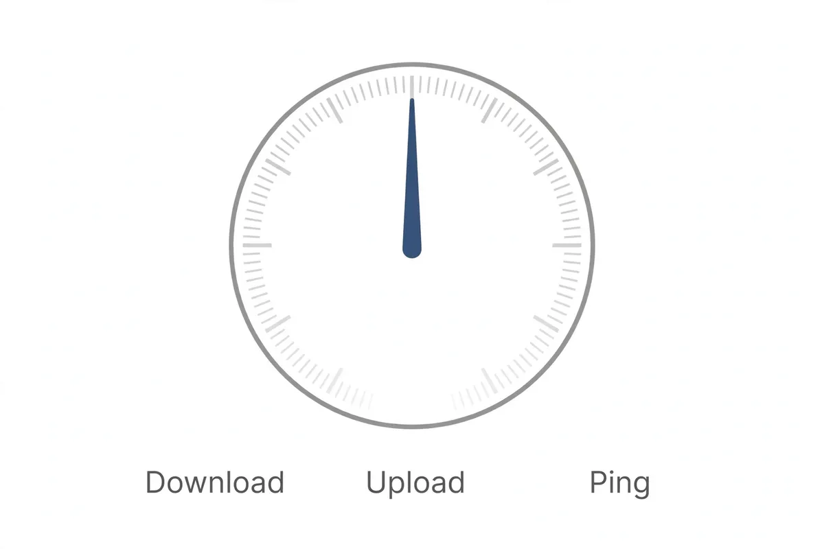 Example recreation: a speed test gauge with the three results to read separately — Download, Upload, and Ping.