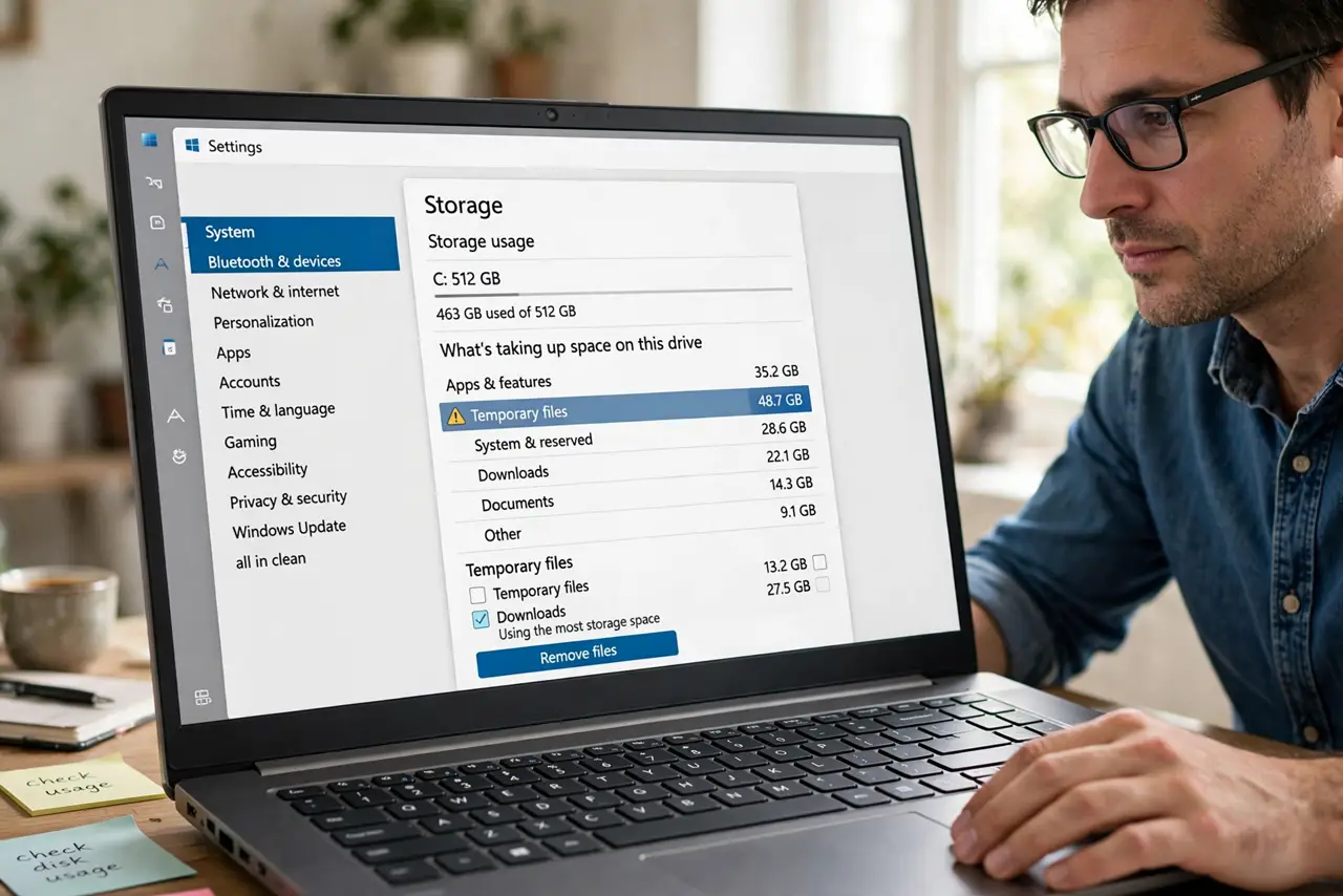 Step 1 in action for Selective Sync to Save Disk Space: Find what's eating the disk.