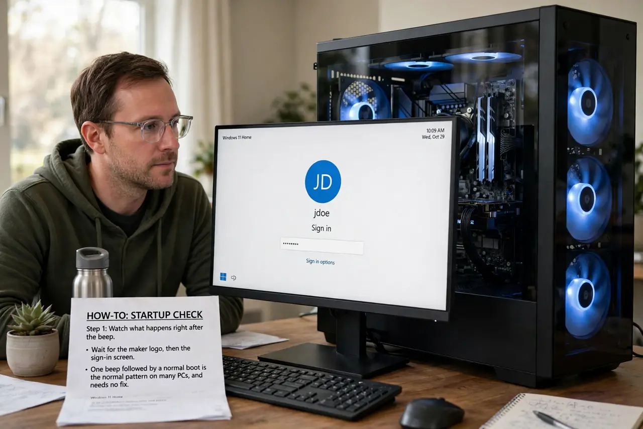 Computer Beeps Once on Startup? What It Means — step 1 being performed on the device.