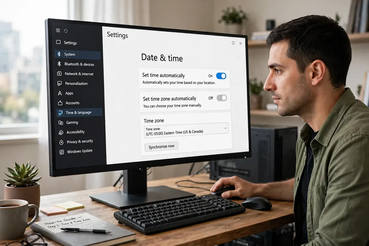 Computer Clock Resets on Every Boot? Fix It — step 1 being performed on the device.