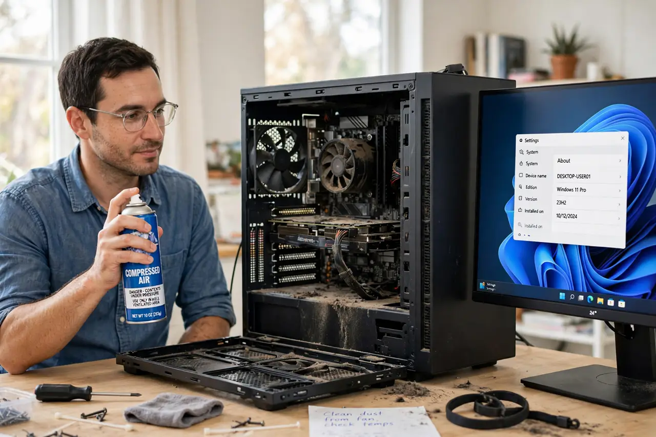 Computer Overheats After Dust Builds Up? Fix It — photo showing the situation described in the guide.