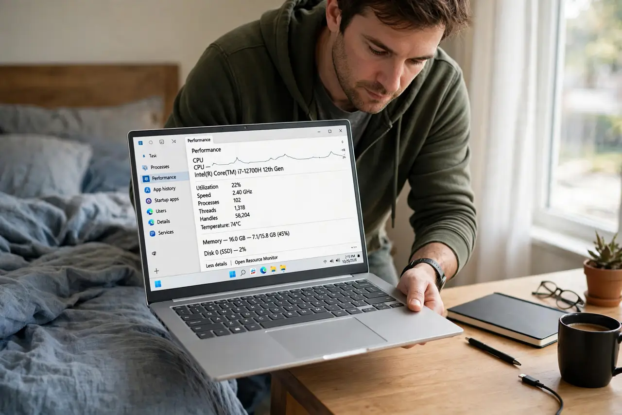Computer Overheats on a Soft Bed? Cool It Down — step 1 being performed on the device.