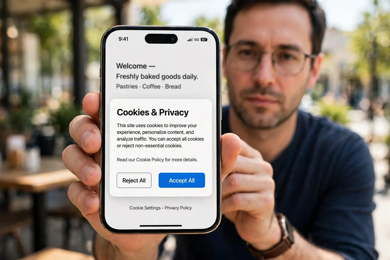Cookie Banner Defaults to Accept All? Choose Less — photo showing the situation described in the guide.